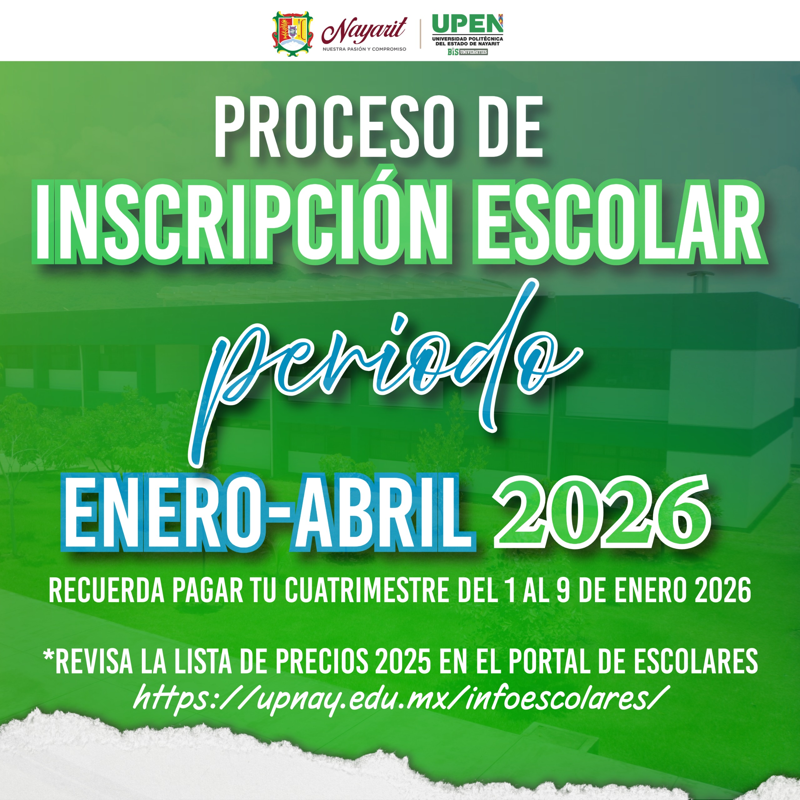 REINSCRIPCIÓN ESCOLAR ENERO-ABRIL 2026